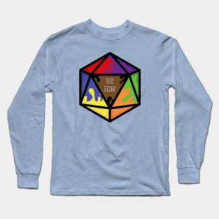 Rainbow Pronoun Pride D20  He/Him Long Sleeve T-Shirt